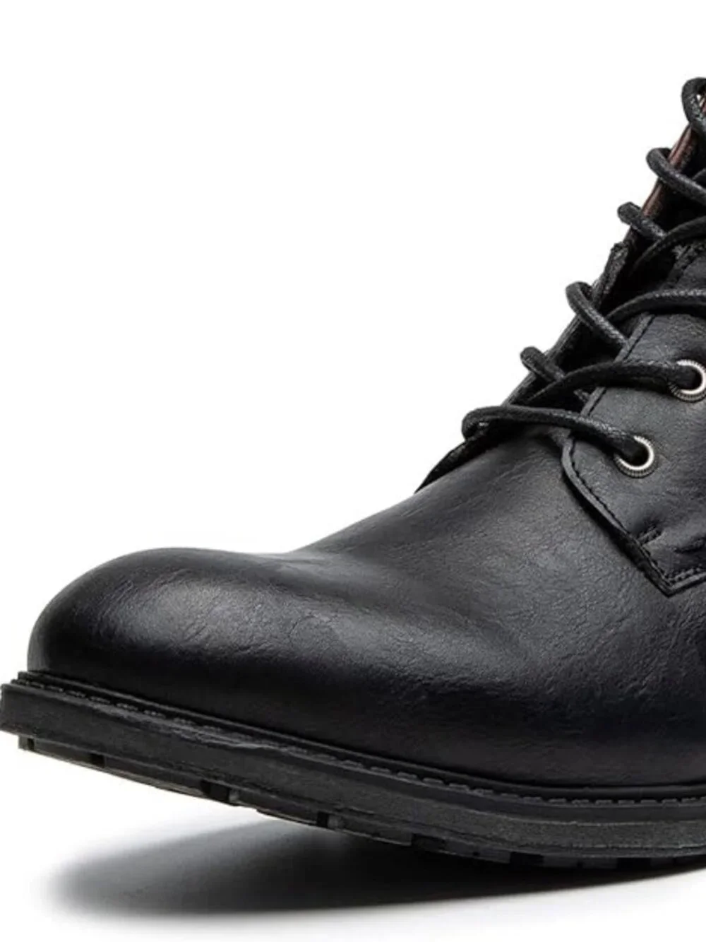 Men's Black Oxford Boots Buckle Casual Men Boots Lace-Up Side Zipper
